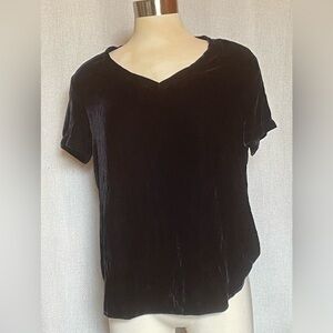 Bella Dahl midnight blue velvet v neck top